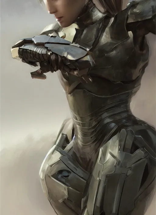 Image similar to a professional painting of a beautiful young female, clothed in stealth armor, military helmet, olive skin, long dark hair, beautiful bone structure, symmetrical facial features, intricate, elegant, digital painting, concept art, smooth, sharp focus, illustration, from Metal Gear, by Ruan Jia and Mandy Jurgens and Artgerm and William-Adolphe Bouguerea