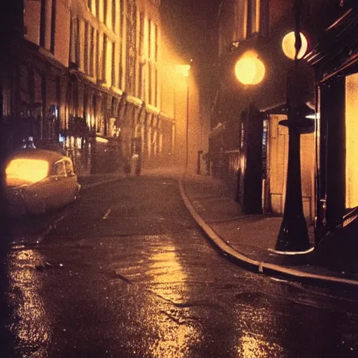 Prompt: nighttime in London by Ernst Haas