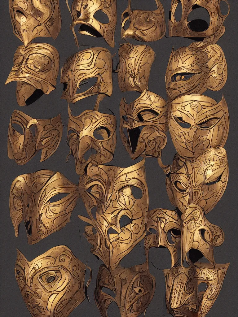 Image similar to masks by Disney Concept Artists, blunt borders, golden ratio