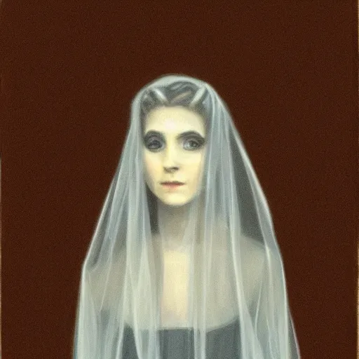 Image similar to portrait of a beautiful veiled widow girl ghost