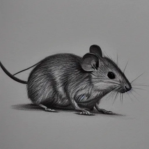 Prompt: a hand drawn pencil sketch of a quizzical mouse black and white illustration