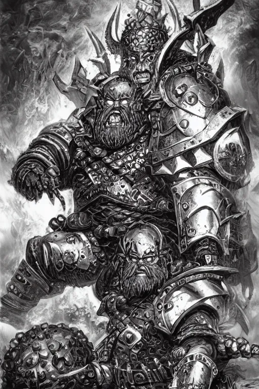 Image similar to chaos dwarf, fantasy, warhammer, highly detailed, digital art, sharp focus, trending on art station, kentaro miura manga art style