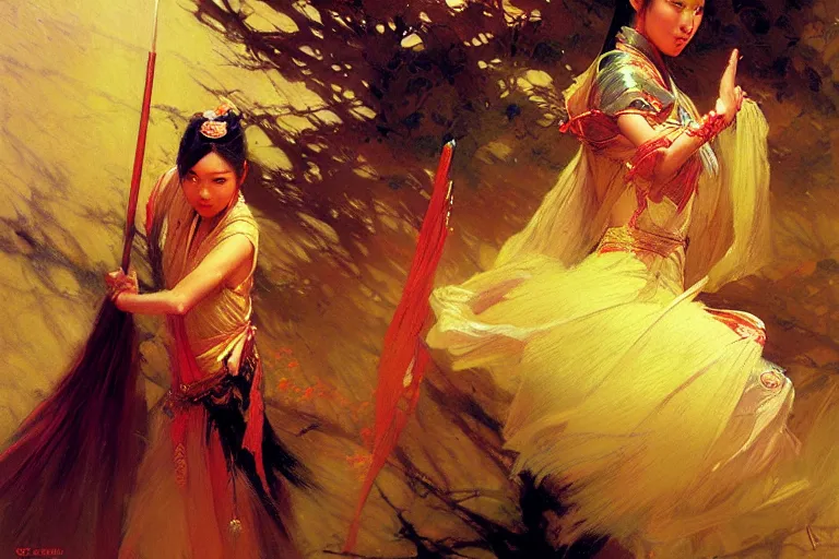 Image similar to wuxia, spring, neon light, painting by gaston bussiere, craig mullins, j. c. leyendecker