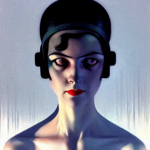 Image similar to portrait of woman from 2 0 s decade of xx century, dark atmosphere, lynchian, film noir, concept art, art by kuvshinov ilya and zdislav beksinski and wayne barlowe