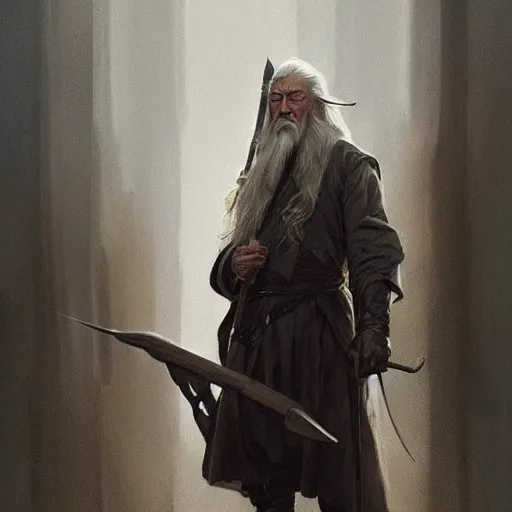 Image similar to Gandalf as an american soldier, digital painting, artstation, concept art, sharp focus, illustration, art by and greg rutkowski and alphonse mucha, highly detailed