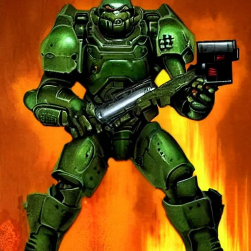 Prompt: doomguy from doom 3