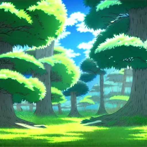 Image similar to anime style trees, environmental art animation background, studio ghibli, makoto shinkai