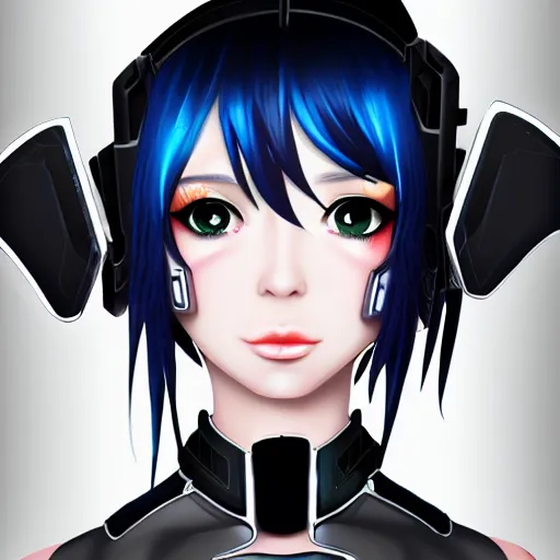 Prompt: A beautiful portrait of a futuristic cybergoth girl, pixiv