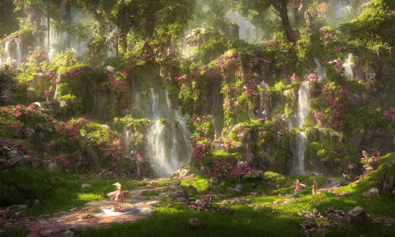 Image similar to fairy tale place, trending on artstation, by octane render
