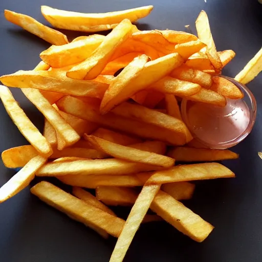 Image similar to french fries pile, burnt with ketschup - t