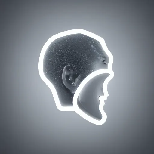 Image similar to minimalist logo icon of a human head made of water, white background, futuristic, glowing, hyper realistic, ray tracing, realistic water splashes, sharp focus, long shot, 8 k resolution
