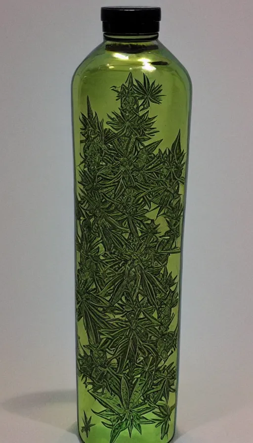 Image similar to vertical bottle with weed inside covered in gift lent symmetric art