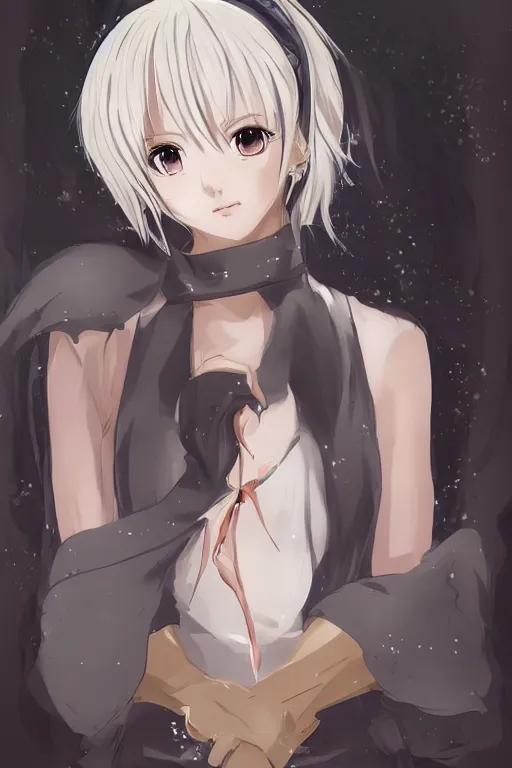 Image similar to anime art full body portrait character concept art, anime key visual of elegant young female, platinum blonde, large eyes, finely detailed perfect face delicate features directed gaze, laying near waterfall, arms crossed behind head, trending on pixiv fanbox, studio ghibli, extremely high quality artwork