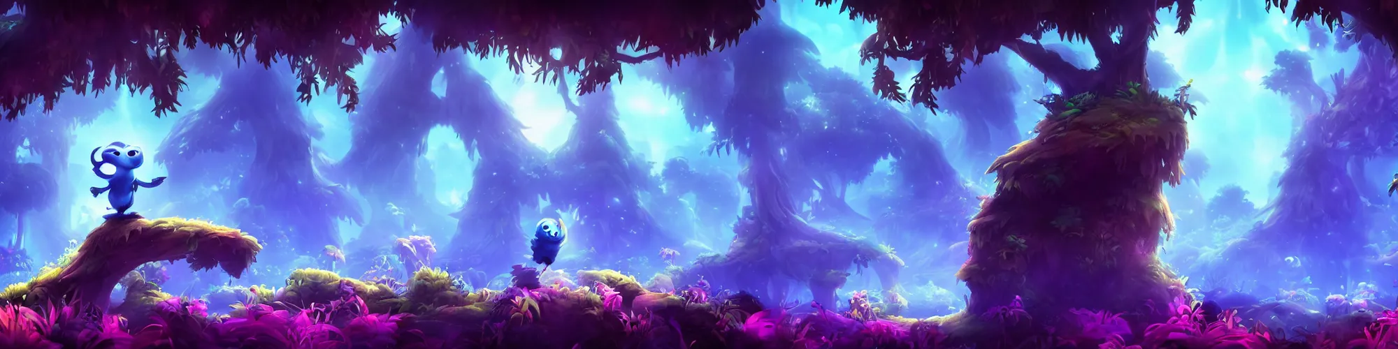 Image similar to Epic background in the style of Ori and the Blind Forest