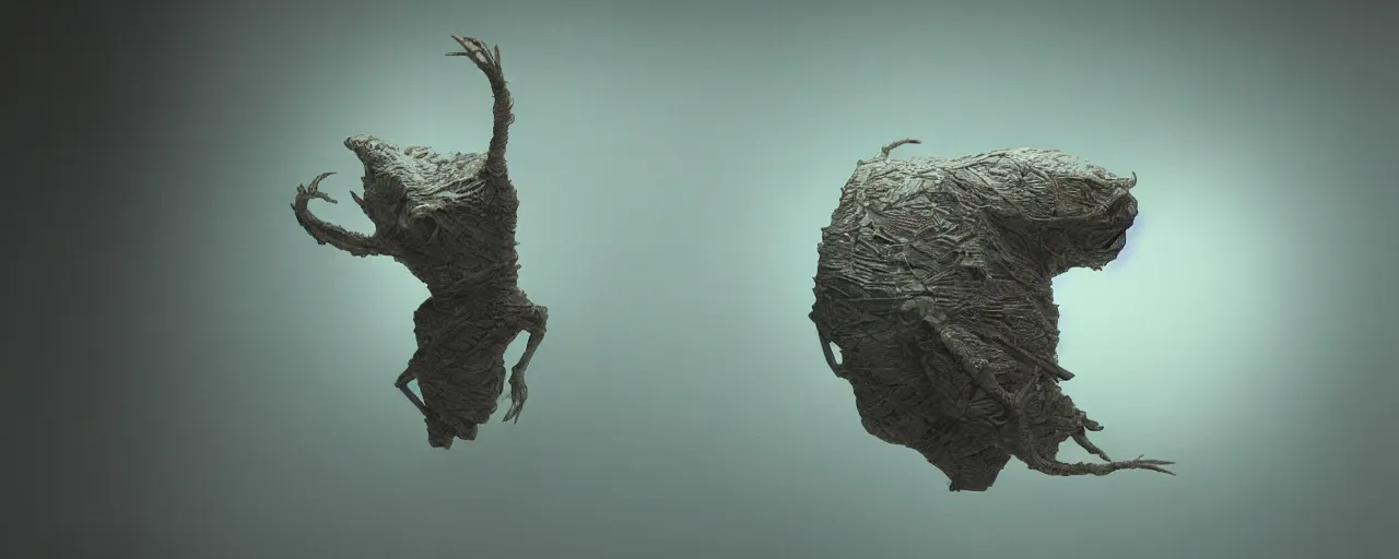 Image similar to a strange creature floats above the floor in the home room, film still from the movie directed by Denis Villeneuve with art direction by Zdzisław Beksiński, close up, telephoto lens, shallow depth of field, beautiful detailed intricate insanely detailed octane render, 8K artistic photography, photorealistic