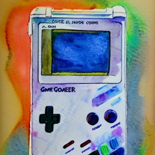 Prompt: game boy color, watercolor painting