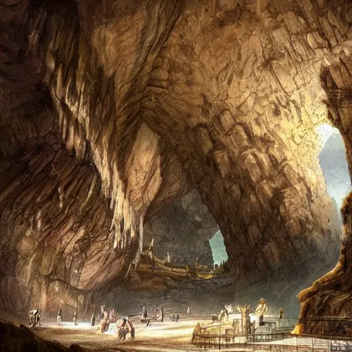 Image similar to the city of Rome but underground in an impossibly large cave,fantasy art,realistic,high quality,detailed