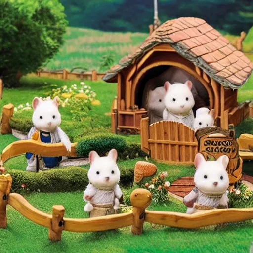 Image similar to lord of the rings calico critters in the shire