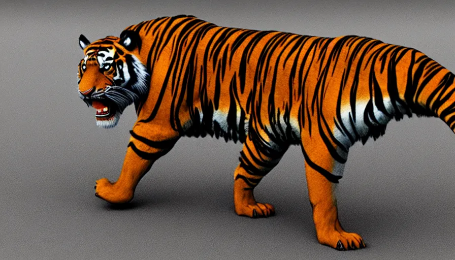 Prompt: tiger and tyrannosaurus hybrid, realistic cgi render
