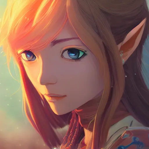 Prompt: portrait of botw zelda, art by ilya kuvshinov makoto shinkai artgerm wlop, intricate, highly detailed, digital painting, art station, concept art, smooth, sharp focus, illustration, advanced digital anime art, atmospheric lighting, detailed face