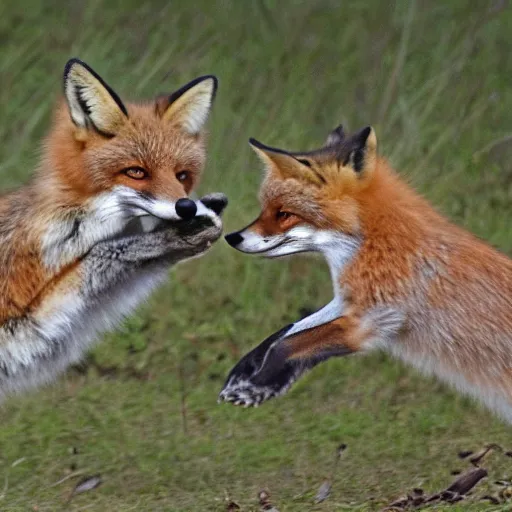 Prompt: foxes are fighting comic