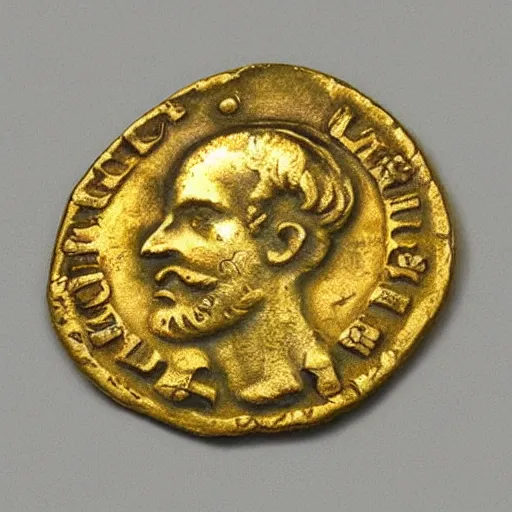 Image similar to picture of a 1 6 8 0 worn spanish gold coin, high detailed, realistic