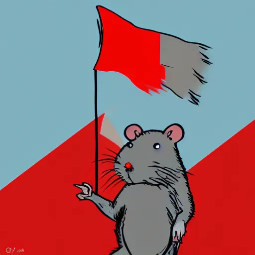 Prompt: rat in tokyo waving japan flag, digital painting