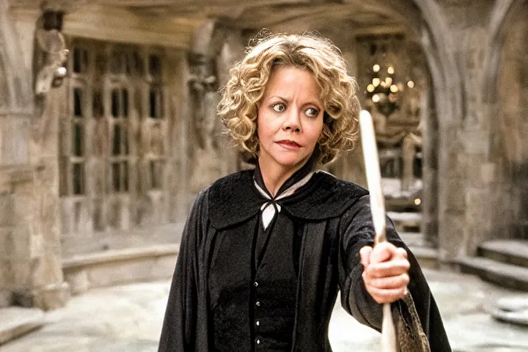 Image similar to film still Meg Ryan as Minerva McGonagall in Harry Potter movie