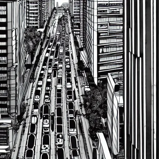 Image similar to avenida paulista sao paulo, by junji ito, trending on artstation