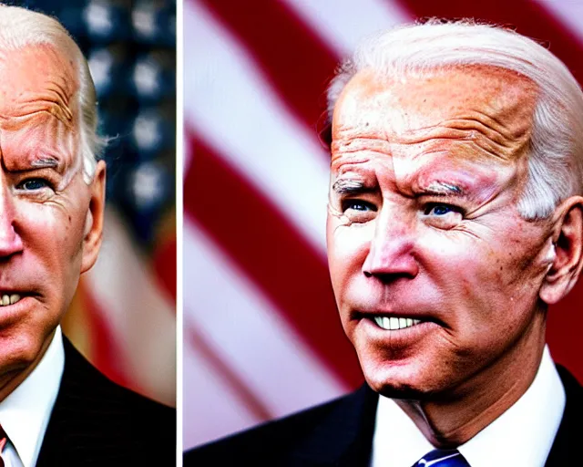 Image similar to president joe biden face to face with president joe biden, nikon 3 5 mm, photograph