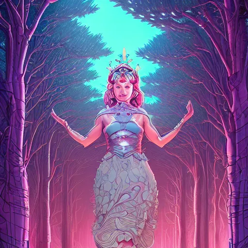 Image similar to ethereal cybernetic princess in the trees, extremely detailed, sharp focus, wide view, full body shot, smooth, digital illustration, by lisa perrin!!!!, dan mumford, james jean, by rossdraws, frank franzzeta, sakimichan