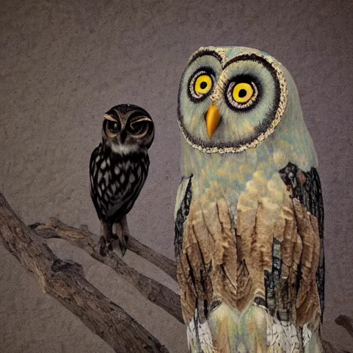 Image similar to an owl befriending a crow, modigliani, intricate detail, klimt, whistler, octane render, unreal engine,