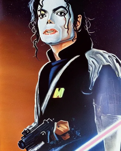 Prompt: michael jackson, as luke skywalker, with his landspeeder, beautiful tatooine desert at sunset, michael jackson is 1 6 years old and normal looking and handsome, not wearing any makeup