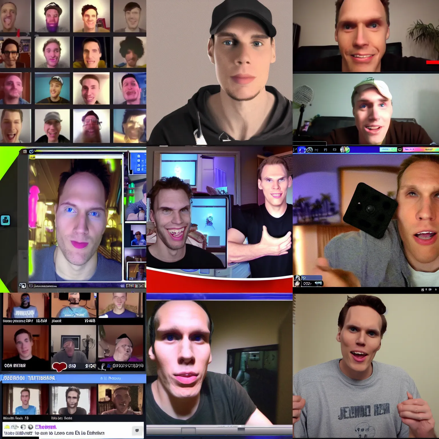 Prompt: jerma 9 8 5 jeremy elbertson facecam twitch stream screenshot sus guy