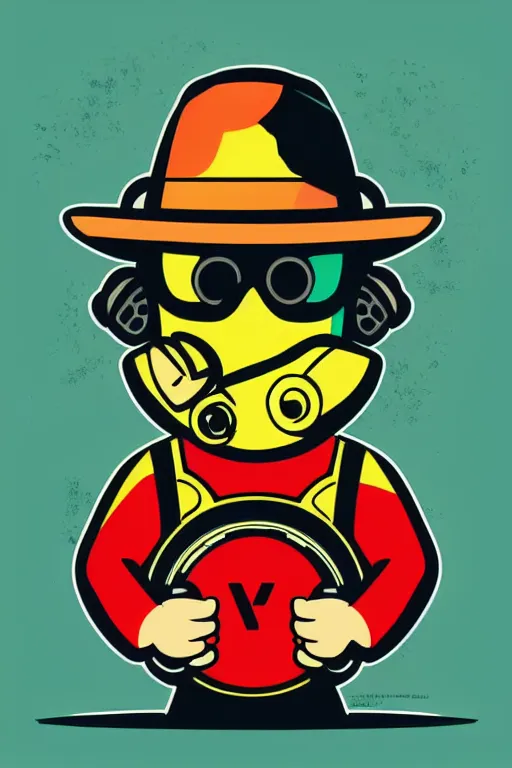 Image similar to fallout 7 6 retro futurist illustration art by butcher billy, sticker, colorful, illustration, highly detailed, simple, smooth and clean vector curves, no jagged lines, vector art, smooth andy warhol style