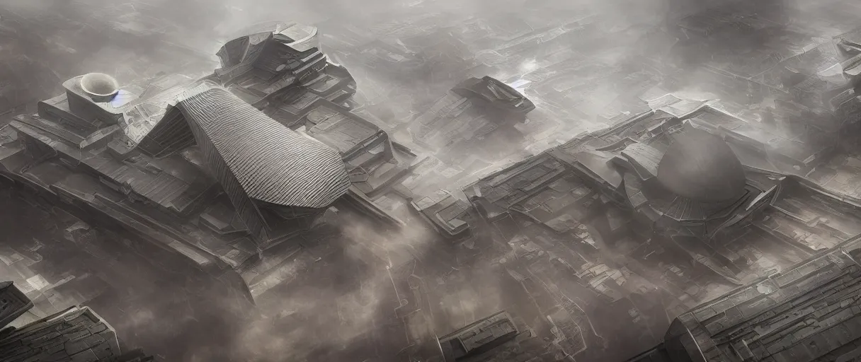 Image similar to dystopian reichstag Germany, futuristic digital painting, concept art, volumetric lighting, warm lighting, trending on artstation, high detail, sci fi, gothic, vivid colours