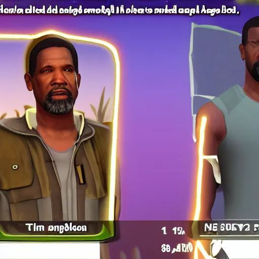 Prompt: denzel washington in sims game