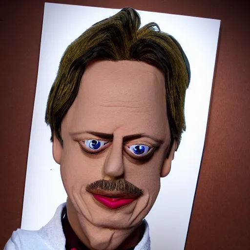 Image similar to steve buscemi as a muppet. highly detailed felt. hyper real photo. 4 k.