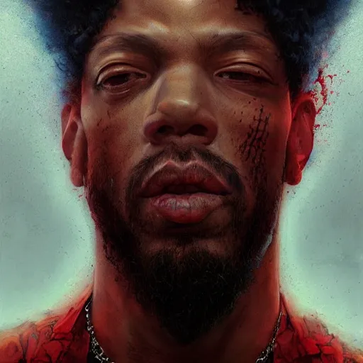 Image similar to rapper redman artstation deviantart poster by karol bak, james jean, tom bagshaw, rococo, sharp focus, trending on artstation, cinematic lighting, hyper realism, octane render, 8 k, hyper detailed.