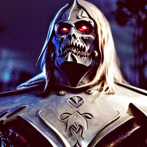 Prompt: arthas menethil as the american psycho, cinematic still, warcraft 3 graphics