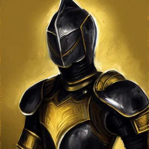 Image similar to portrait of black and gold knight, honorable, technological