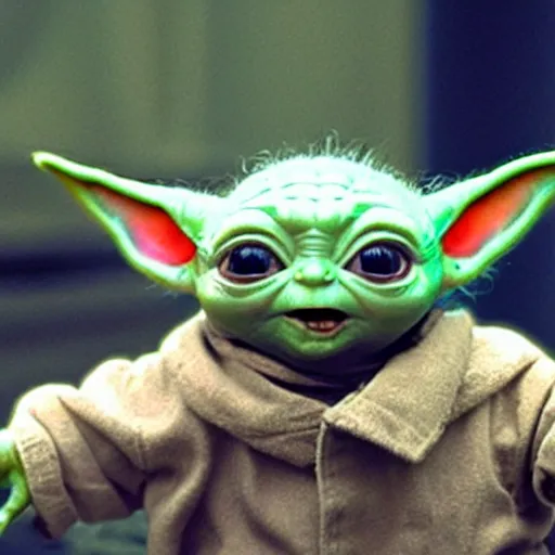 Image similar to baby yoda screaming