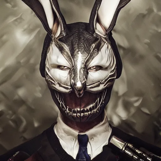 Prompt: donnie darko photographed by ekaterina busygina, unreal engine, portrait, f / 2. 8, 1 6 k, perfectionism, halfrear lighting, insanely detailed and intricate, hypermaximalist, hyper realistic, super detailed