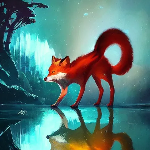 Image similar to a crystal fox by anato finnstark, by alena aenami, by john harris, by ross tran, by wlop, by andreas rocha