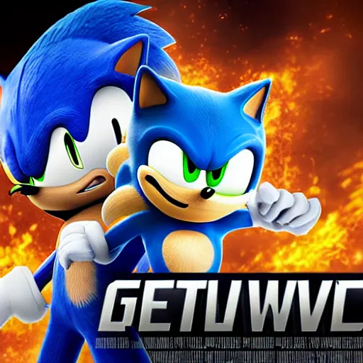 Image similar to Nvidia RTX deviantART Sonic Fanart made into Hollywood Blockbuster poster