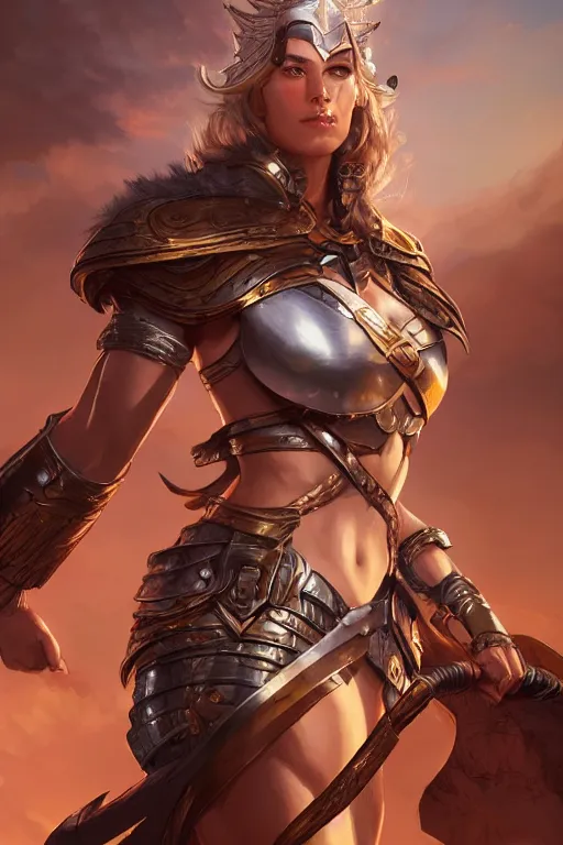 Image similar to amazon valkyrie athena, d & d, fantasy, portrait, highly detailed, headshot, digital painting, trending on artstation, concept art, sharp focus, illustration, art by artgerm and greg rutkowski and magali villeneuve