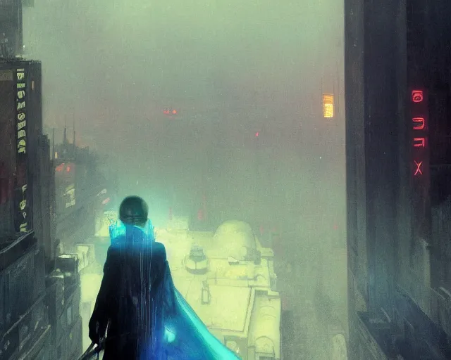 Image similar to 2 0 1 8 blade runner movie still girl look at the cityscape from roof perfect face fine realistic face pretty face neon puffy jacket blue futuristic sci - fi elegant by denis villeneuve tom anders zorn hans dragan bibin thoma greg rutkowski ismail inceoglu illustrated sand storm alphonse mucha