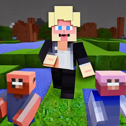 Image similar to Boris Johnson as a Minecraft mob