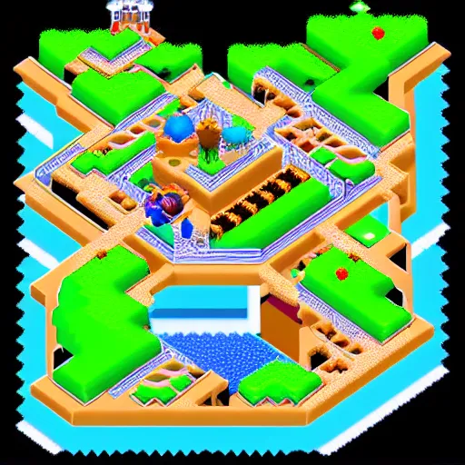 Prompt: an isometric view of the first level in super mario brother by Chiho Aoshima