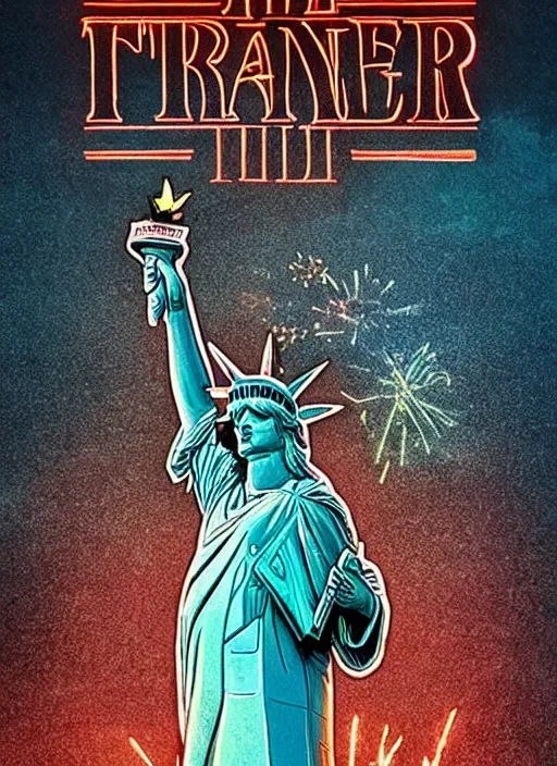 Image similar to The Statue of Liberty as if in the upside down from Stranger Things